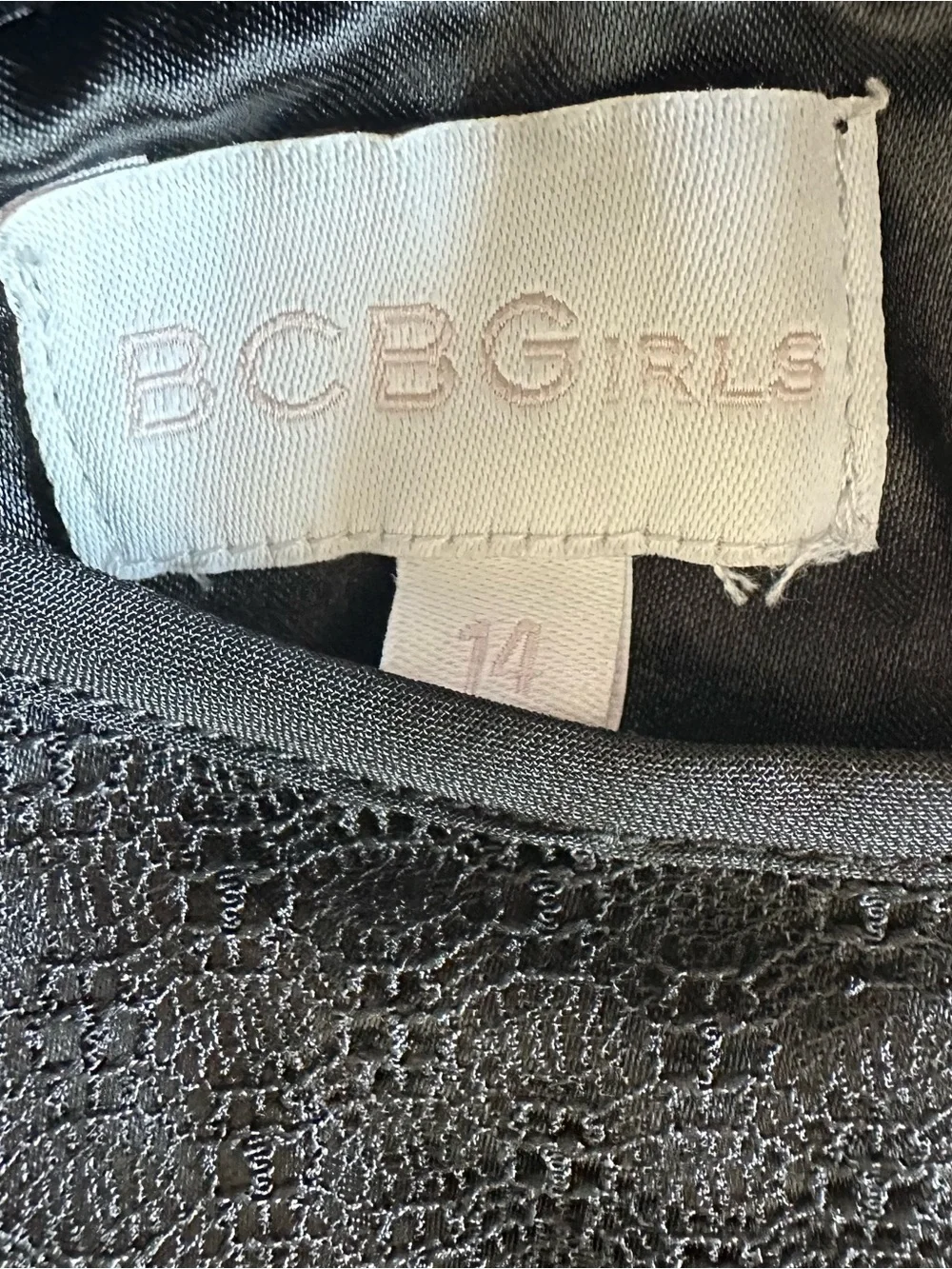 BCBG Girls Black Pleated Short Sleeve Dress 14